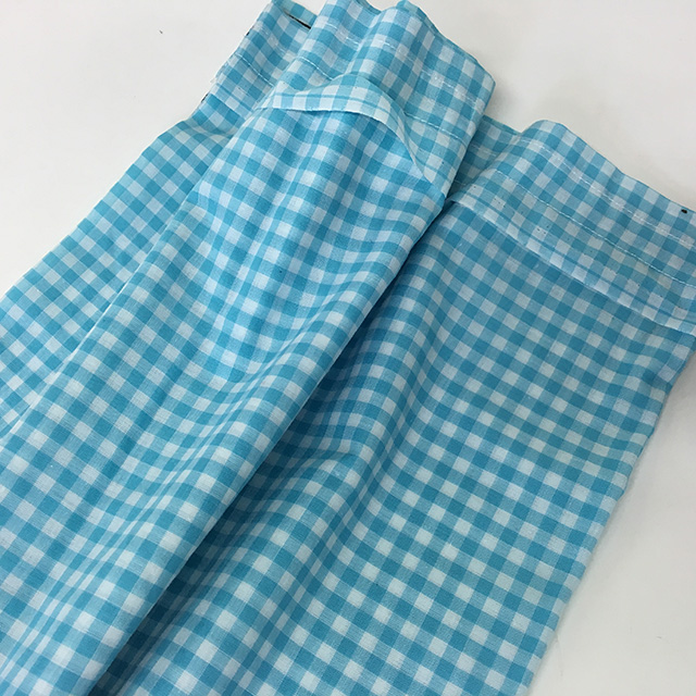 CURTAIN, Blue White Gingham Style Cafe Style 1.93m x 73cm drop